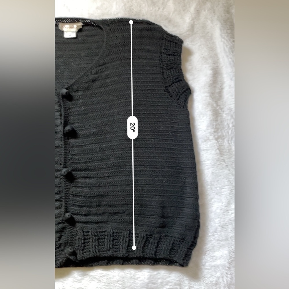 Vintage Black Crochet Knit Button-Up Top Women’s Size M Cotton Layering Piece - Picture 7 of 11